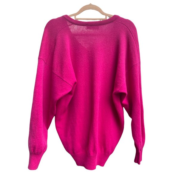 Vintage Jaeger 80s Pink V-Neck Golf Jumper, 100% Lambswool Scotland Size Large - Picture 2 of 5